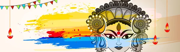 Bellissimo Creativo Volto Maa Durga Devi Durga Sfondo Colorato Festival — Vettoriale Stock