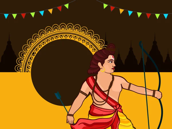 Ram Navami Vetor Ilustração Cabeçalho Banner Saudação Com Texto Quadros — Vetor de Stock