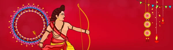 Bannière Tête Illustration Vectorielle Ram Navami Salutation Avec Texte Cadres — Image vectorielle