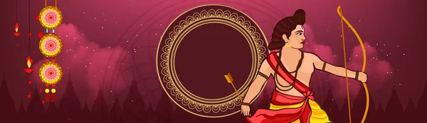 Ram Navami Vector Ilustración Encabezado Banner Saludo Con Texto Marcos — Archivo Imágenes Vectoriales