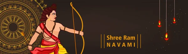 Intestazione Grafica Vettoriale Ram Navami Saluto Banner Con Testo Cornici — Vettoriale Stock