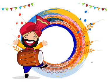 Pencap Festivali için dekoratif Festival arka plan ile Baisakhi veya Vaisakhi vektör illüstrasyon banner, başlık, selamlar için kullanılabilir