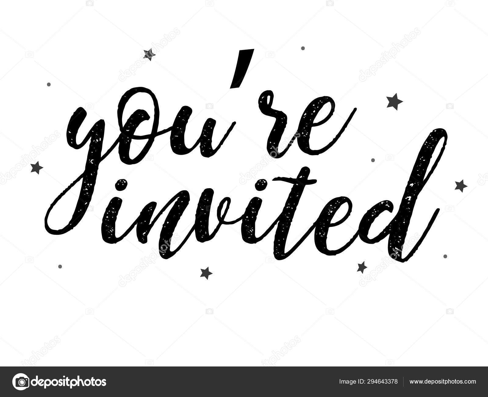 You're Invited Original Custom Hand Lettering Handmade Calligraphy Party  Invitations Stock Vector by ©NeKiArt 294643378, image size:1600x1300