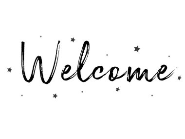 el yazısı fırça yazı hoşgeldiniz. beyaz arka planda yalıtılmış çizim