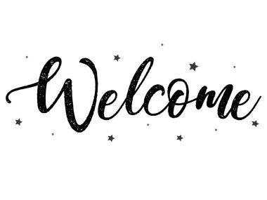 el yazısı fırça yazı hoşgeldiniz. beyaz arka planda yalıtılmış çizim