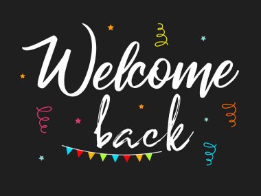 Renkli konfeti ile siyah arka plan üzerinde hoş geldiniz illüstrasyon