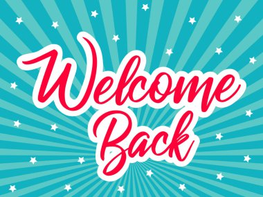 Yıldızlarla çizgili mavi arka plan üzerine hoş geldiniz illüstrasyon