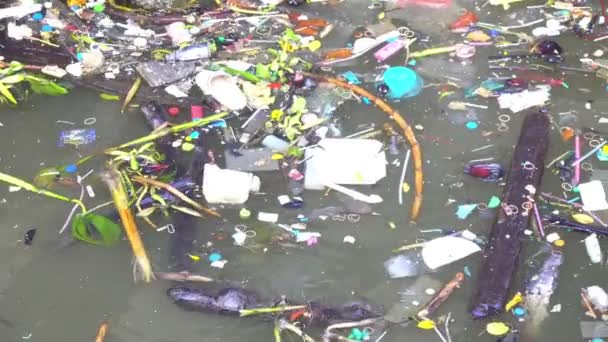 Basura Contaminación Del Agua Problemas Ambientales Causados Por Los Residuos — Vídeos de Stock