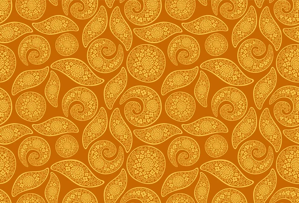 Beau Motif Floral Sans Couture Ethnique Doré Détaillé — Image vectorielle