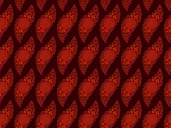 Inconsútil Hermoso Patrón Abstracto Oriental Rojo Detallado Con Fondo Púrpura — Vector de stock