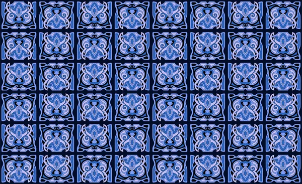 Patrón Sin Costura Azul Estilo Antiguo Con Cabezas Búho Estilizadas — Vector de stock
