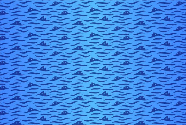Basit güzel mavi seamless modeli su yüzeyi ve balıklar kafalı
