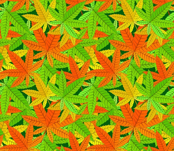 Muster mit verschiedenen farbigen Cannabisblättern — Stockvektor