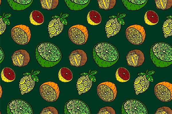 Krásný vzor bezešvé s citrusových plodů — Stockový vektor