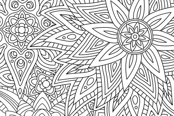 Hermosa Página Del Libro Para Colorear Con Patrón Floral Blanco — Vector de stock