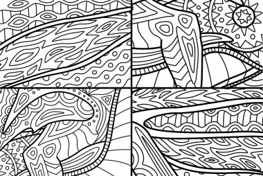 Boyama kitabı sayfaları için güzel soyut desenler