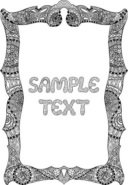 Yetişkin kitap sayfa dekoratif çerçeve ile boyama