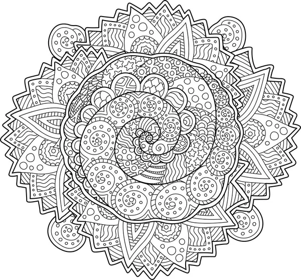 Belle page de livre de coloriage adulte avec spirales — Image vectorielle
