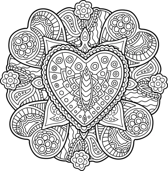 Pattern with hearts for coloring book page — Stock Vector