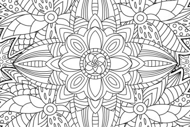 Boyama kitabı sayfası dekoratif çiçek desenli