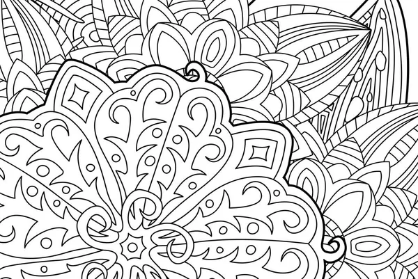 Hermosa página de libro para colorear con arte floral — Vector de stock