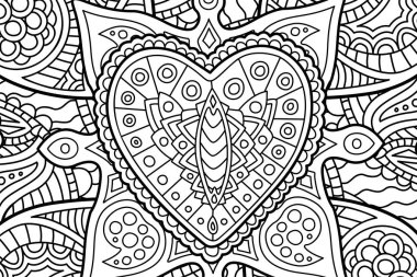 Boyama kitabı sayfası kalp ile dikdörtgen sanatla