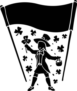 Yonca ve afiş ile cin silüeti