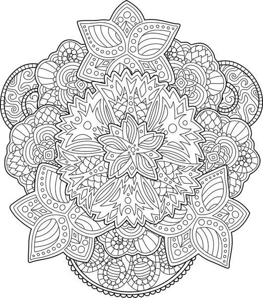 Livre de coloriage adulte avec de belles fleurs — Image vectorielle