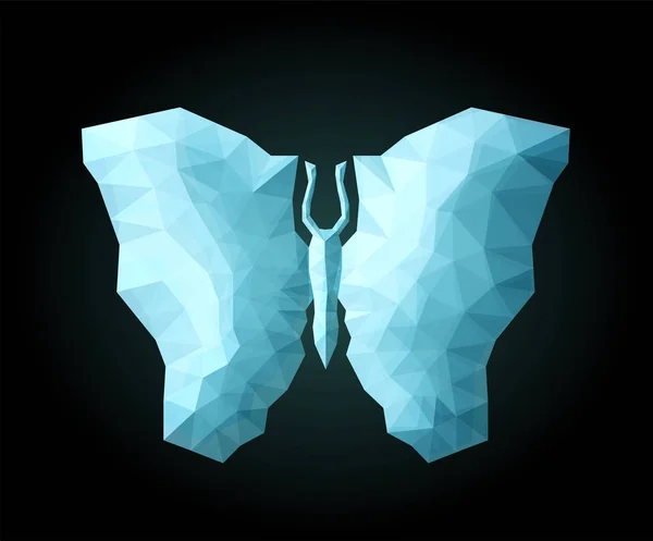 Low Poly Art mit wunderschönem blauen Schmetterling — Stockvektor