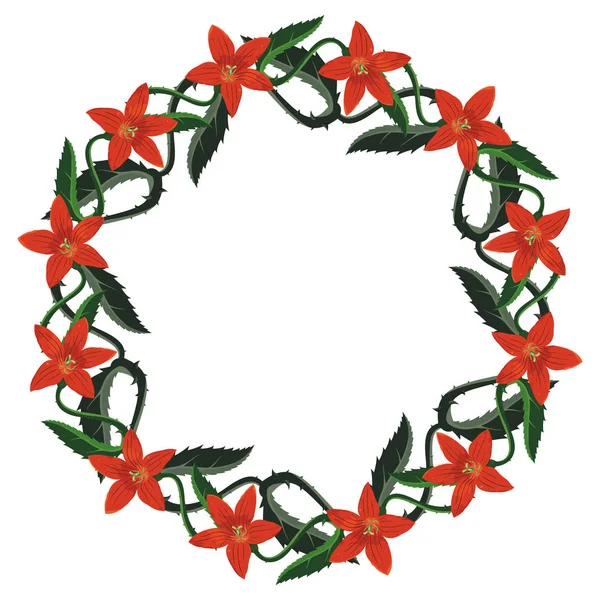 Kırmızı ile izole güzel çelenk çiçek çivili