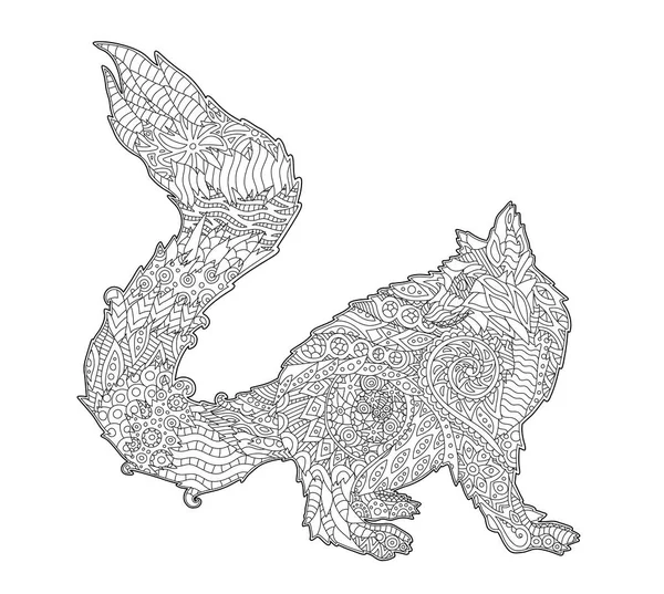 Dibujo de libro para colorear con lémur estilizado aislado — Vector de stock