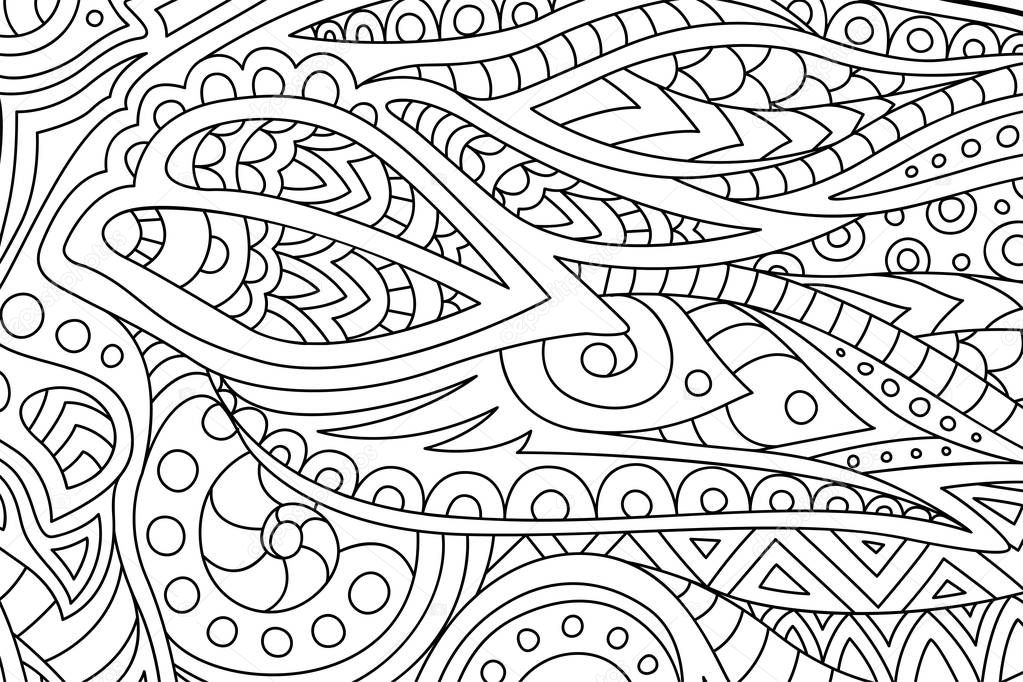 Coloring book page with decorative abstract art