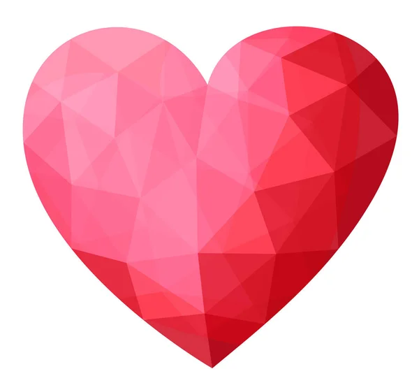 Szép kis poly ikon kristály rózsaszín szív — Stock Vector
