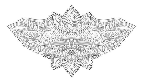 Adult coloring book page with decorative wings — Stock Vector