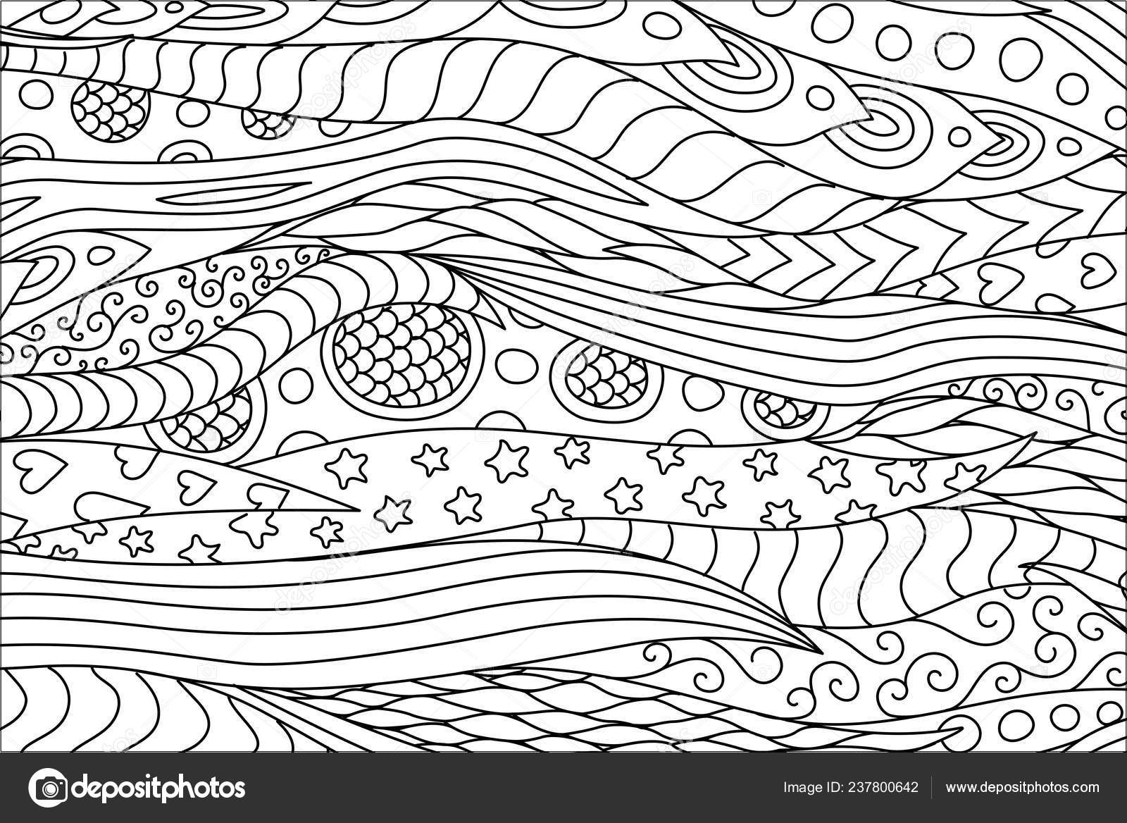 Coloring book art with abstract waving pattern Stock Illustration by ...