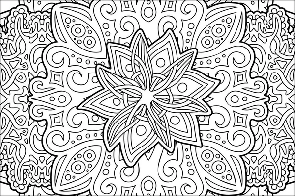 Libro para colorear página con hermosa flor estilizada — Vector de stock