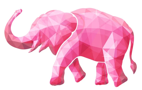 Piękny low poly ilustracja z pink elephant — Wektor stockowy