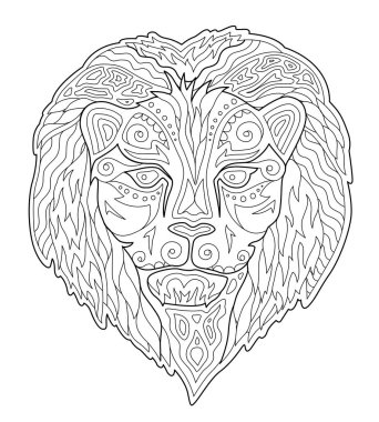 Güzel kitap sayfa aslan kafa ile boyama