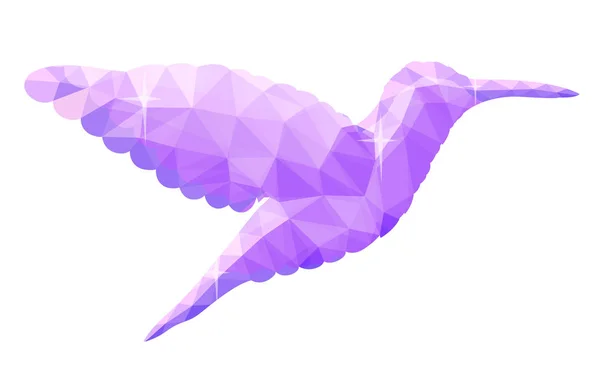 Low Poly Illustration mit wunderschönem violetten Vogel — Stockvektor