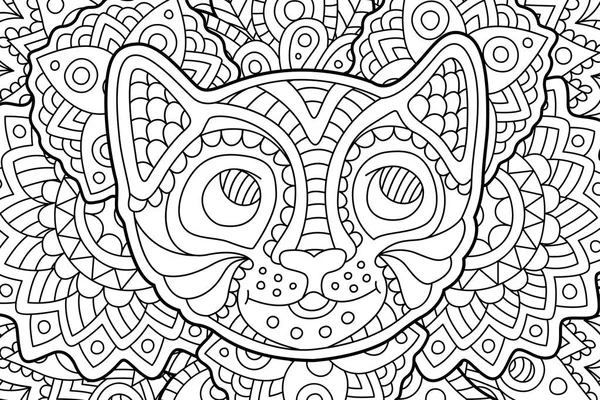 Desenho de livro para colorir com gatinho sorrindo engraçado — Vetor de Stock