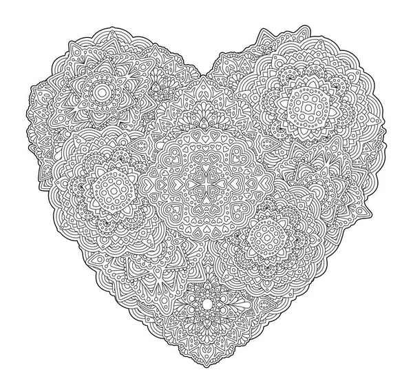 Fiche détaillée du livre à colorier avec forme de coeur — Image vectorielle