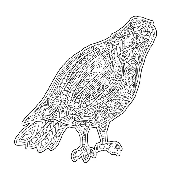 Libro da colorare per adulti con colomba decorativa — Vettoriale Stock