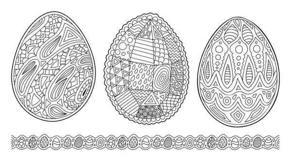Cliparts for coloring book pages with eggs — Stock Vector