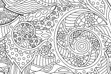 Boyama kitabı için spiraller ile çiçek desenli