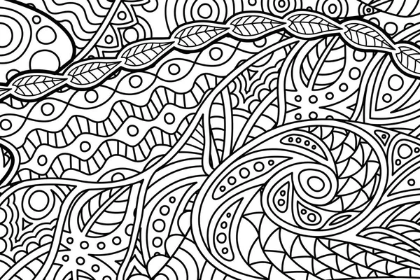 Libro para colorear página con el arte de línea ondulada monocromo — Vector de stock