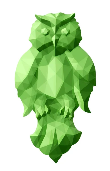 Faible poly art avec chouette émeraude verte — Image vectorielle