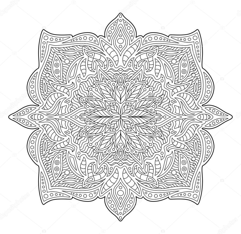 Illustration for coloring book with linear pattern