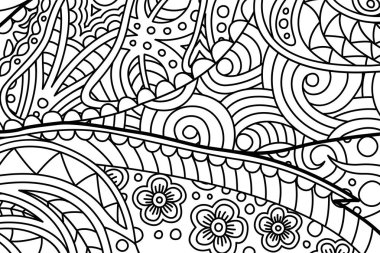 Doğrusal çiçek deseni ile boyama kitabı sayfası
