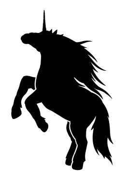 Beyaz arka planda siyah Unicorn ile sanat