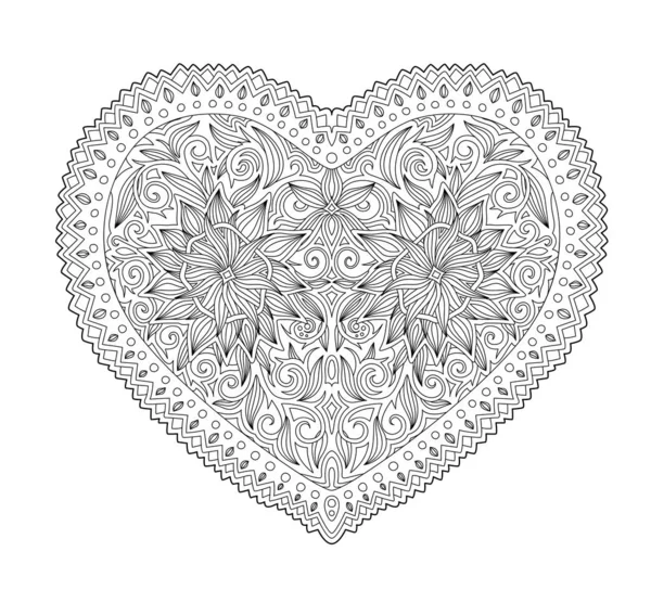 Coloriage avec forme de coeur isolé — Image vectorielle